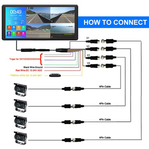 10.36&quot; Touch Monitor 360&deg; Panoramic Truck Safety System 4CH 1080P AHD DVR Recorder With Waterproof Night Vision Rear View <strong>Camera</strong> - Product Image 5