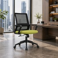 Chaise pivotante de bureau en tissu maillé jaune moderne bon marché avec accoudoir fixe à hauteur réglable chaise d'ordinateur pour le personnel à mi-dossier