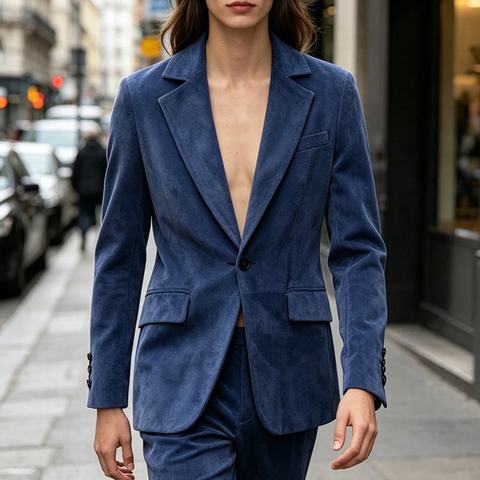 HN2027 Genuine Leather Casual Daily Slimming and Shaping Style Casual Jacket with One Button Suit