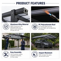 Kanopi Carport Ganda dari Aluminium Alloy, Tahan Lama, untuk Parkir Luar Ruangan, Desain Atap Lengkung Tahan Air, untuk Halaman Villa