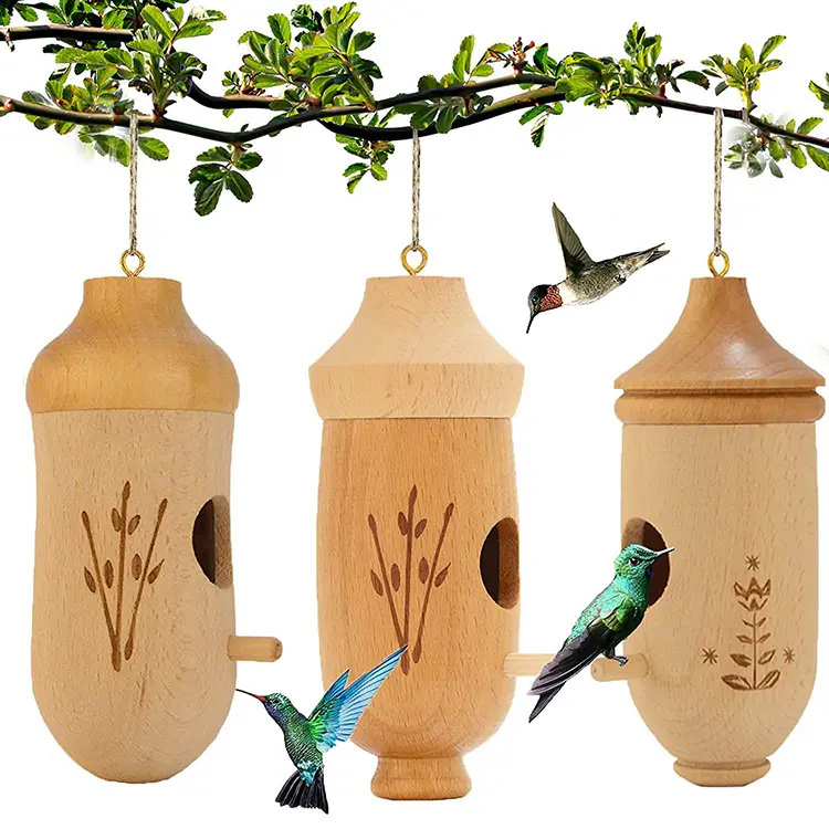 Nuova casa per uccelli in legno gabbia per colibrì con altalena colibrì in legno casetta per uccelli nido in legno all'aperto