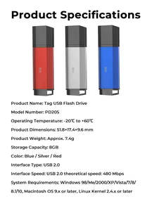 Compra al por Mayor de Memorias USB de 8GB USB 2.0 7.4g Azul/Plateado/Rojo, Regalos Promocionales <span class=keywords><strong>para</strong></span> <span class=keywords><strong>Campañas</strong></span> de Marketing, Modelo PD205 - Product Image 3