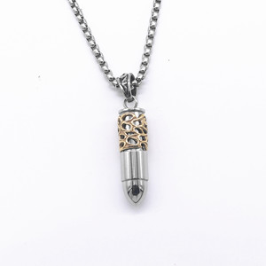 yunnique Titanium Steel Bullet Pendant <b>Necklace</b> Unisex Openable Gold Black Stainless Steel Gift Jewelry for <b>Couples</b> - Product Image 1