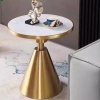 Table d'appoint ronde moderne en marbre pour canapé, balcon, hôtel – Petite table basse durable et mobile avec plateau en pierre