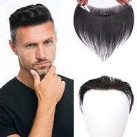 Perruque Lace Front en stock usine, patch capillaire frontal en forme de V à peau ultra-fine, toupet pour hommes, ligne de cheveux indienne en PU pour la réparation de la ligne des cheveux