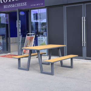Outdoor Dining <strong>Table</strong> Sets 4-6 Persons WPC Picnic <strong>Table</strong> and Bench Seat for Restaurant <strong>Canteen</strong> &amp; Food Courts Use - Product Image 4