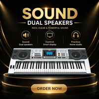 Clavier électronique en plastique MK810 à 61 touches, style piano, pour débutants, avec lecteur USB, lecture MP3, écran LCD, prise jack 3,5 mm
