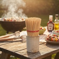 Brochettes de barbecue longues en bambou naturel de qualité alimentaire, écologiques, biodégradables, pointues, portables pour camping en extérieur et grillades au charbon de bois