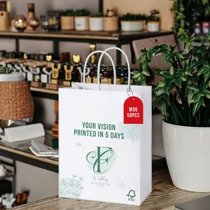 Poignées torsadées écologiques pour sacs cadeaux de mariage, sacs en papier plats pour restaurants, sacs en papier kraft - Product Image 1