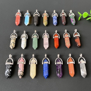 Collar Colgante de Doble Punta Hexagonal de Cristal Natural de Cuarzo <span class=keywords><strong>Aura</strong></span> Mixta para Fabricación de Joyas DIY, Venta Al por Mayor - Product Image 2