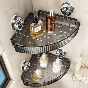 Blue Vine Bathroom Corner Suction Shelf Triangular Wall Mounted Storage Rack With Drainage For Shower Gel Organizer - Product Image 1