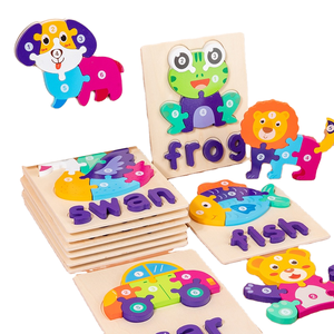 Children's Educational 3D Cube Jigsaw <b>Puzzles</b> 2-4 Years Old Baby <b>Wooden</b> <b>Puzzle</b> Games Bagged <b>Puzzle</b> Learning Toys for Kids - Product Image 2