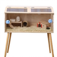Jaula de Madera Maciza Moderna y Sencilla para Cría de Codornices, Jaula para Hámster con Doble Puerta, Calefacción y Ventilación, Hábitat para Cría en Todas las Estaciones, Diseño Paisajístico