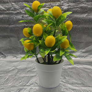Planta artificial de bonsái de limón con maceta de plástico para decoración del hogar, oficina, bodas y fiestas. - Product Image 1