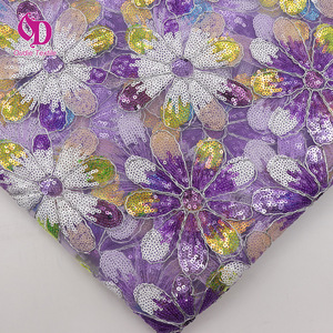 Tissu en maille à sequins brodés à motif Ramage multicolore brillant haut de gamme, respirant, durable et à séchage rapide pour vêtements et décoration intérieure - Product Image 5