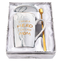 Cadeaux de fête des mères 2024 meilleure maman jamais tasse à café ensemble avec couvercle et cuillère boîte de fête des mères coffrets cadeaux pour la fête des mères