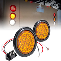 Feux arrière de remorque LED ronds super lumineux de 4 pouces à 24 LED avec œillet et prise à 3 broches, étanches, 12V, feux de freinage