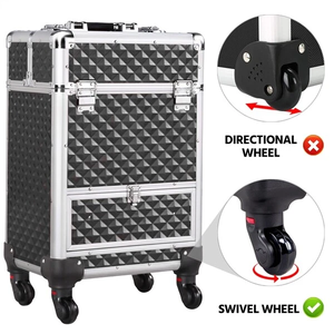Maleta de Maquillaje <span class=keywords><strong>con</strong></span> Ruedas de Aluminio, Carrito Cosmético, Caja de Almacenamiento Grande - Product Image 5