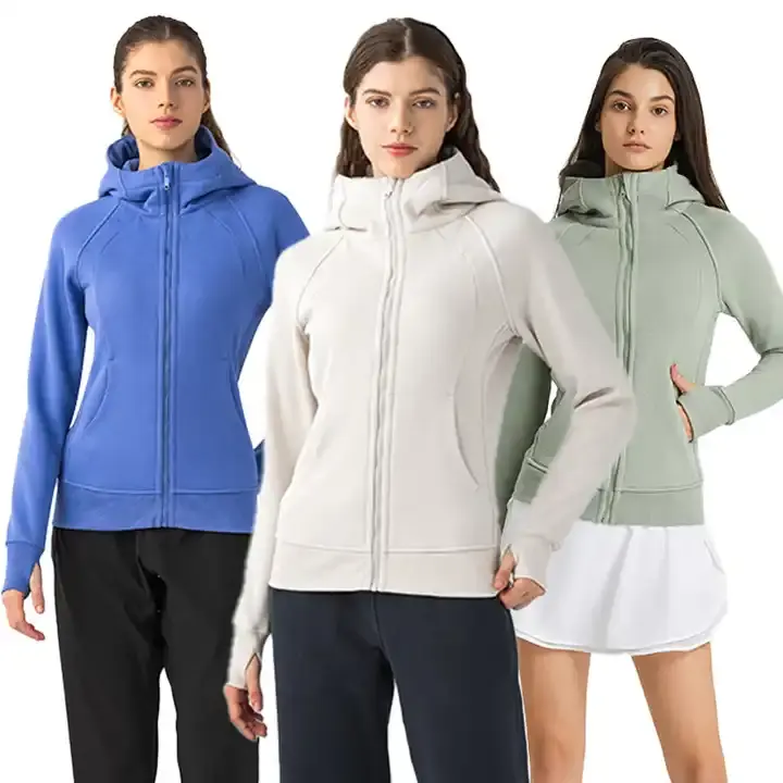 Plus size Women Thickened Warm Hoodie Zip-Up Stand Collar yoga tops clothes with Thumb Hole Casual Wear Yoga Workout jackets