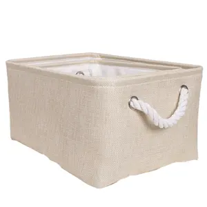折叠家用纯棉帆布提篮/儿童玩具帆布储物篮垃圾桶/矩形储物箱帆布储物篮