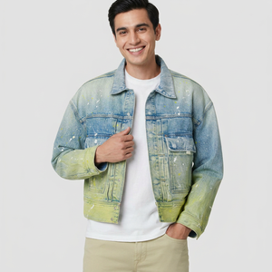 Hot Selling <b>Men's</b> High Quality Thin Breathable Denim <b>Jacket</b> for Winter Trending High Street <b>Long</b> Design Coated Processed - Product Image 1
