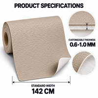 Cuir synthétique PVC beige foncé taupe, support non tissé, imperméable, gaufré, simili cuir pour l'intérieur de voiture et les meubles