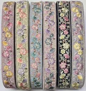 Offre Spéciale Floral brodé Vintage Style ethnique Tulle dentelle artisanat coupe bordure coloré maille broderie dentelle garniture - Product Image 2