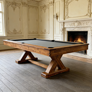 Table de <span class=keywords><strong>billard</strong></span> design en bois massif <span class=keywords><strong>avec</strong></span> plateau en ardoise, 9 pieds, <span class=keywords><strong>avec</strong></span> poches en cuir véritable - Product Image 4