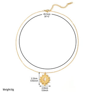 Deslustre joyería libre Memoria Lindia 18K chapado en oro Acero inoxidable diseño ovalado piedra Natural colgante girasol collar - Product Image 2