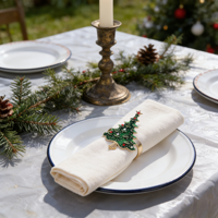 Anneau de serviette de Noël en alliage de zinc de luxe, anneau de serviette pentagramme, décoration de table, artisanat adapté aux fêtes de famille, hôtels, mariages