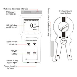 ES5000 교류 전류 측정 기록 온라인 모니터링 기록 라인 유지보수 디지털 클램프 미터 200A 전류 데이터 로거 - Product Image 6