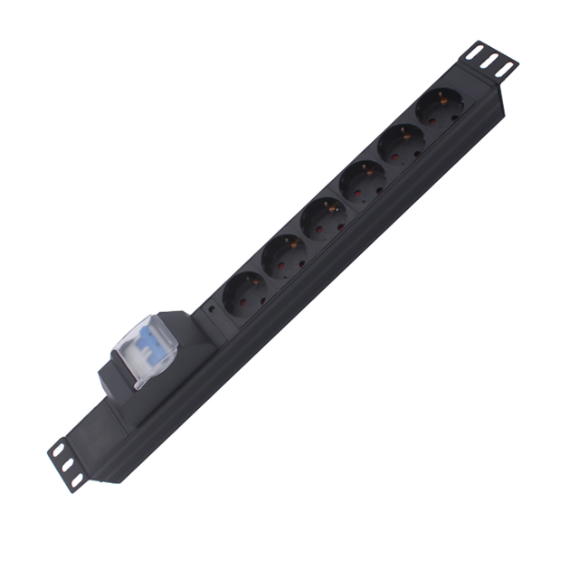 MT-6108 1U 19" 6 Way European Standard Lighting Protection Type Network Server Cabinet 6 Ports 19 Inch Rack Mount European PDU