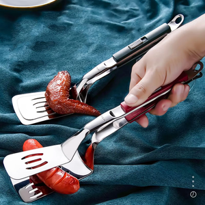 304 pince à Steak à boucle coulissante pince à spatule à double usage pince à frire créative pince à poisson grillé multifonctionnelle pince à nourriture - Product Image 4