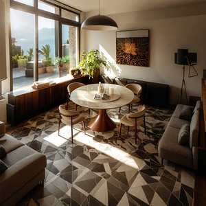 Bắc Âu phong cách cổ xưa Walnut Rock tấm bàn ghế thiết lập hiện đại Thiết kế đơn giản cho hộ gia đình nhỏ bàn ăn Bắc Âu - Product Image 3