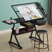 Table en verre artistique moderne avec structure métallique, design pliable, pour l'école, l'atelier, l'hôtel