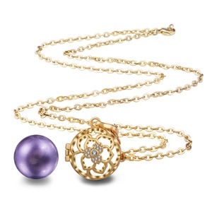 Collier porte-bonheur en cristal doré 18 K, <span class=keywords><strong>grossesse</strong></span>, carillons <span class=keywords><strong>de</strong></span> noël, harmonie <span class=keywords><strong>Bola</strong></span>, collier ange, Angle pour bébé - Product Image 2