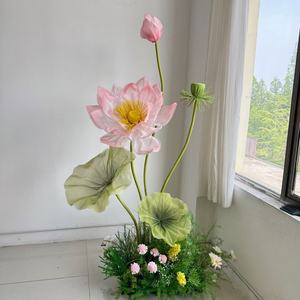 <span class=keywords><strong>Flores</strong></span> de Loto Gigantes Hechas a Mano con Organza, Adornos Florales Grandes para Bodas, Decoración de Escaparates, Fondos para Fotografía y Paredes - Product Image 3