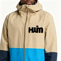 Veste de randonnée imperméable à capuche pour homme, avec blocs de couleur, logo personnalisé, coupe-vent, streetwear décontracté pour l'extérieur
