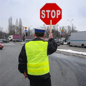 <strong>Customized</strong> Wooden Handle Hand Held Reflective Stop Slow <strong>Traffic</strong> <strong>Warning</strong> <strong>Sign</strong> - Product Image 1