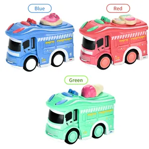 Alloy Friction Toy Vehicles Small Ice Cream Cartoon Inertia Truck Van Toy Car Model For Children Play House Pretend Play