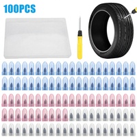 Juego de 100 piezas de clavos de acero al carbono para reparación de neumáticos de coche, con tornillos de goma y destornillador, en caja.
