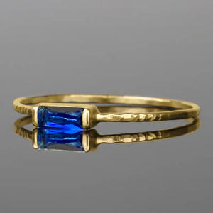 Anillo Geométrico H425 con Topacio Amarillo, Corte Esmeralda, Engaste en Bisel, Joyería Fina Unisex para Compromiso - Product Image 2