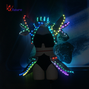 Traje de danza del vientre con luz LED con encaje T/T Sexy <span class=keywords><strong>GOGO</strong></span> Bar Performance Wear 1 pieza Vestido que brilla en la oscuridad - Product Image 5