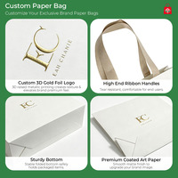 Sacs cadeaux personnalisés, sacs en papier de marque de luxe, sacs fourre-tout en papier couché, logo en feuille d'or 3D pour l'emballage de vêtements et de cosmétiques