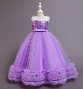 68001 बच्चों पार्टी पोशाक थोक फैंसी लड़की दिलाना लंबी डिजाइन छोटी राजकुमारी शादी बच्चों ब्राइडल कपड़े