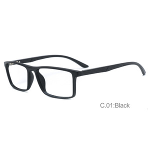 Monturas de gafas Tr90, montura óptica rectangular de borde completo, ligera, unisex, para hombres y mujeres, color negro C.01 - Product Image 1