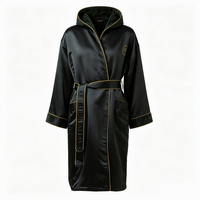 Robe de couple avec capuche en polyester tricoté double face noire, confortable et chaude pour après la douche et usage quotidien, pour femmes