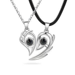 Collana con Ciondolo a Forma di Cuore, Design Geometrico Magnetico, Collana con Ciondolo '<span class=keywords><strong>Ti</strong></span> <span class=keywords><strong>Amo</strong></span>' per Coppie, Gioielli di Moda per Donne - Product Image 1