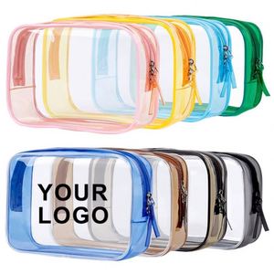 Bolsa de Maquillaje Transparente Impermeable con Cierre y Logotipo Personalizado, Bolsa de Cosméticos de PVC para Viaje, Organizador - Product Image 1