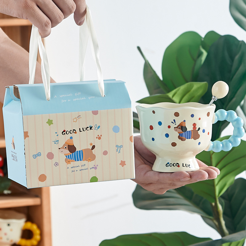 Cachorro azul taza + cuchara [con bolsa de regalo]